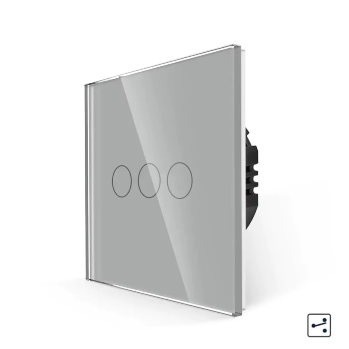 Revolo Touch dotykový schodišťový vypínač č.5B (6+6+6) - Stříbrný