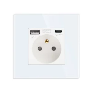 Revolo Touch elektrická zásuvka FR s USB A+C / 20W Fast charging – Bílá