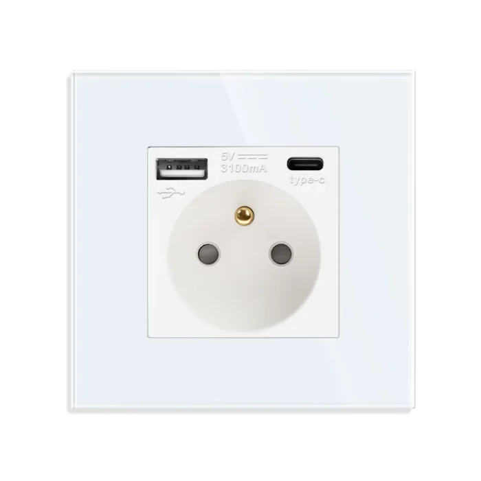 Revolo Touch elektrická zásuvka FR s USB A+C / 20W Fast charging – Bílá