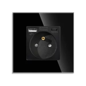 Revolo Touch elektrická zásuvka FR s USB A+C / 20W Fast charging – Černá