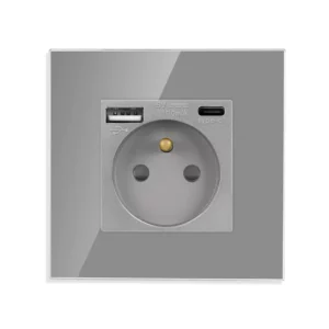 Revolo Touch elektrická zásuvka FR s USB A+C / 20W Fast charging – Stříbrná
