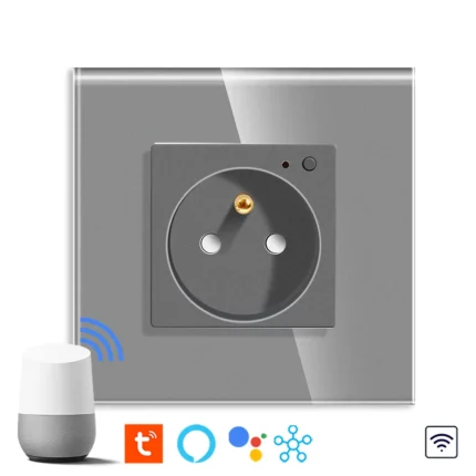 Revolo Touch WiFi elektrická zásuvka 16A typu FR - Stříbrná