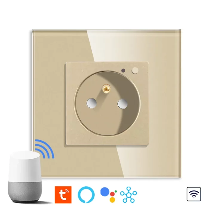 Revolo Touch WiFi elektrická zásuvka 16A typu FR - Zlatá