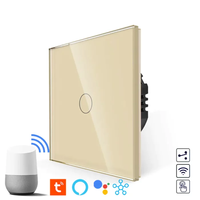 Revolo Touch WiFi dotykový schodišťový vypínač č.6 - Zlatý