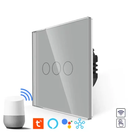 Revolo Touch WiFi dotykový vypínač č.5 (3 okruhy) - Stříbrný