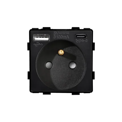 Revolo Touch elektrická zásuvka FR s USB A+C / 20W Fast charge - Černý modul