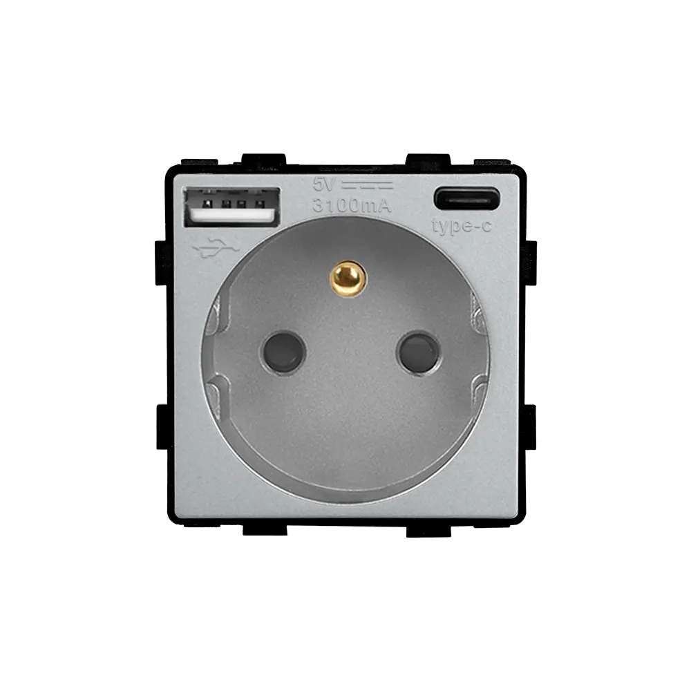 Revolo Touch elektrická zásuvka FR s USB A+C / 20W Fast charge- Šedý modul Revolo Touch elektrická zásuvka FR s USB A+C / 20W Fast charge- Šedý modul